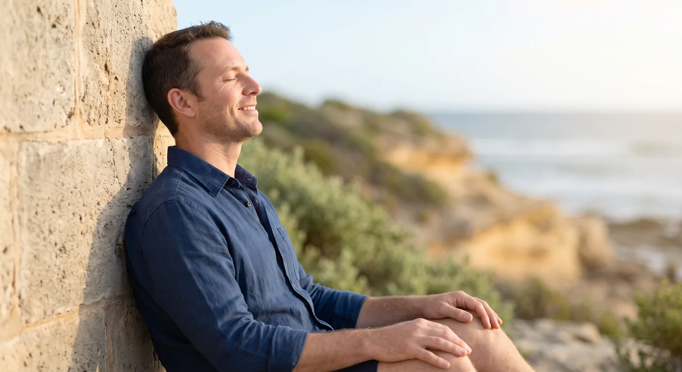 Man recovering from chronic stress and allostatic load